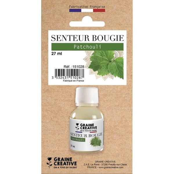 Doft för doftljus - Patchouli - 27 ml - Tillverkad i Frankrike - Kryddig doft - För DIY-ljus
