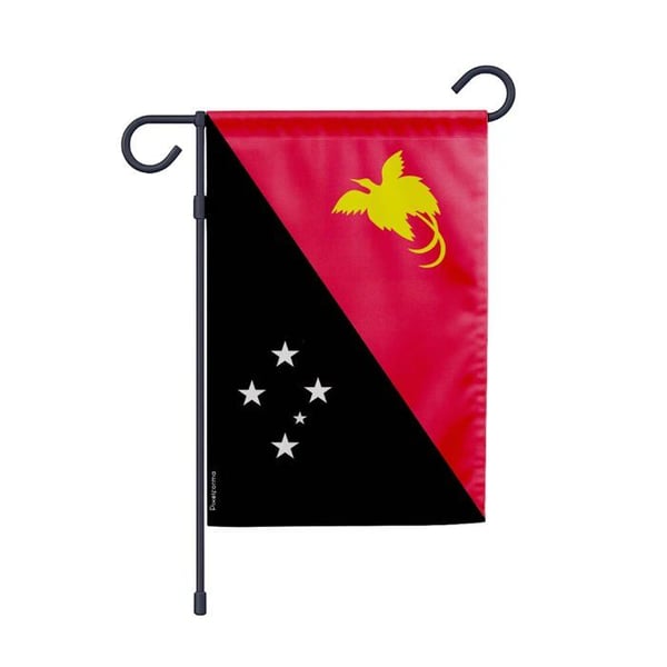Trädgårdsflagga från Papua Nya Guinea – 32 x 47.5 cm – Hållbar Polyester – Horisontellt Format – Utomhus – Pixelforma