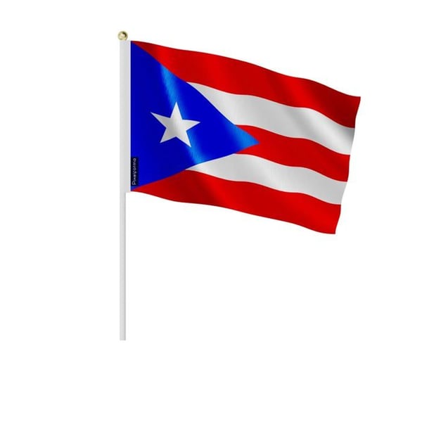 Mini flagga av Puerto Rico – 30 x 45 cm – Att hålla i handen – Polyester – 1 styck – Pixelforma