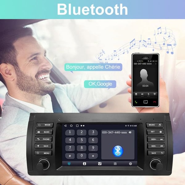 AWESAFE Autoradio Android 13 för BMW E39 (1996-2003) 2Go+32Go med 7'' Pekskärm GPS Carplay Android Auto Bluetooth