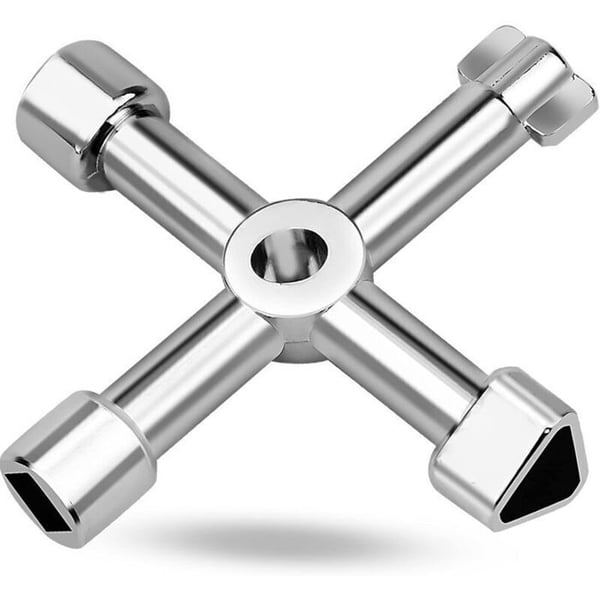 Multifunktionell nyckel - PZCC - 4 i 1 - Korsform - Zinklegering - 5,5x5,5 cm - Silver