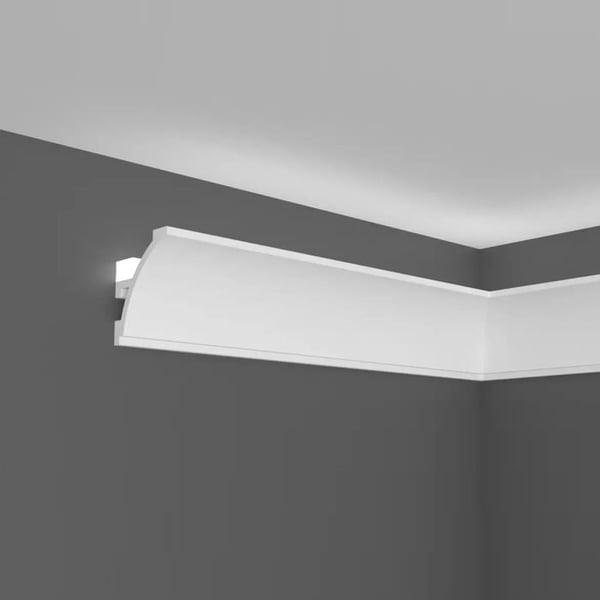 PROVISTON Ljuslist Polymer 45 x 52 x 2000 mm Vit Indirekt belysning LED-belysning