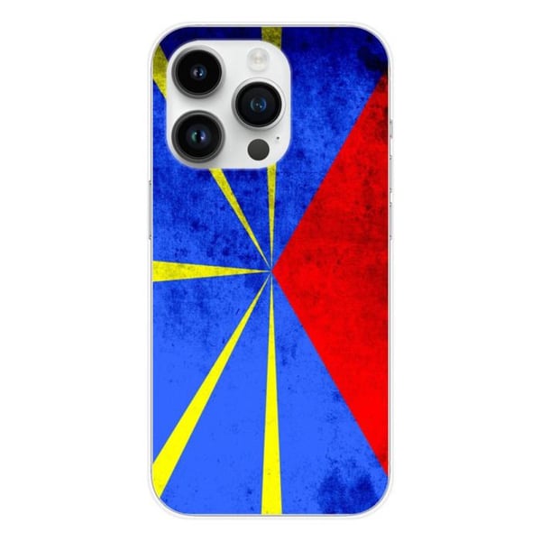 Tryckt silikonfodral som är kompatibelt med Apple iPhone 15 Pro Reunion Island flagga