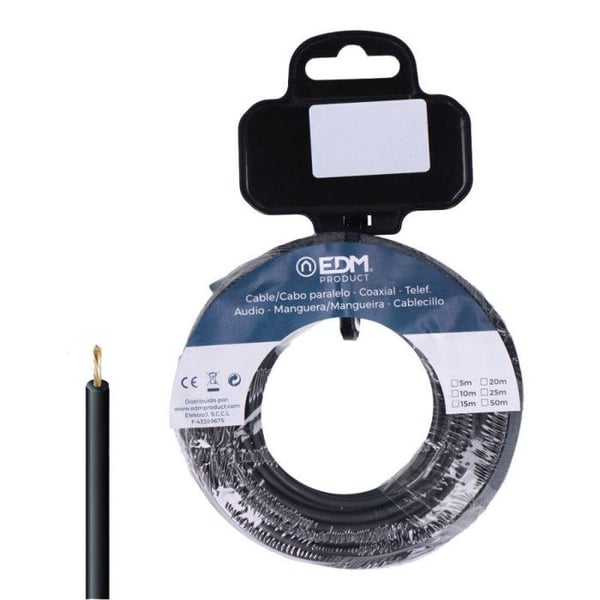 Elkabel - EDM - H07Z1-K - 1,5 mm² - Svart - 25 m - Flexibel - Halogenfri