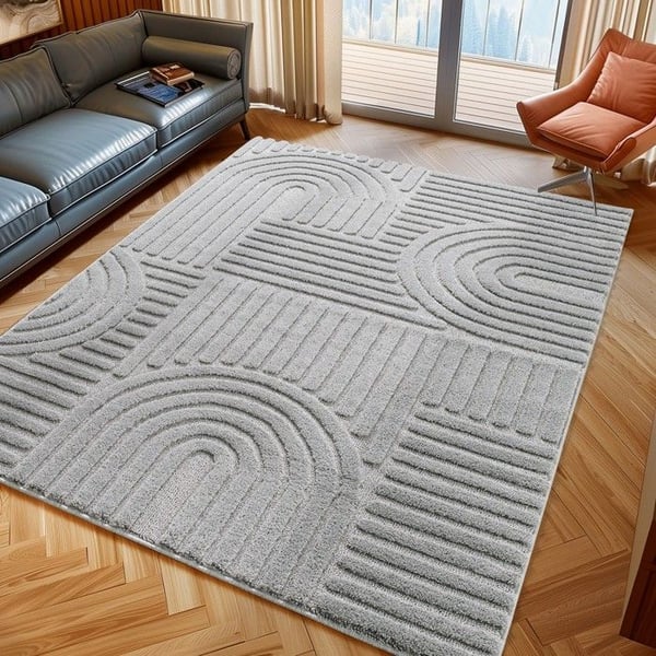 Vardagsrumsmatta - MELIS HOME - Skandinavisk bohem - 200x290 cm - Grå silver - Polypropen - 8 mm