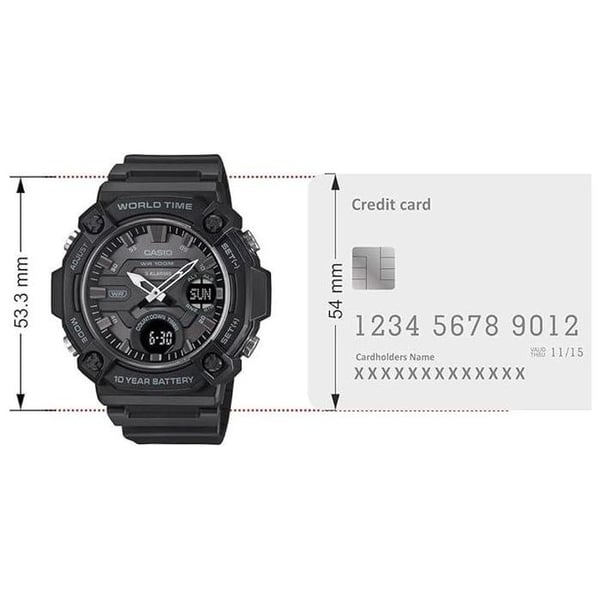 Klocka - Casio - AEQ-120W-7AV - Vattentålig 100m - Dubbel visning - Svart resinarmband