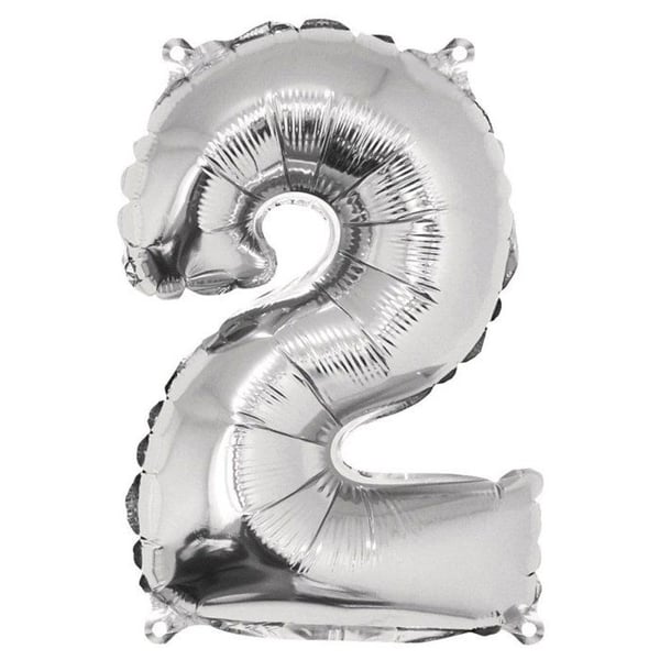Ballong Siffra 2, 40cm, 1st., silver