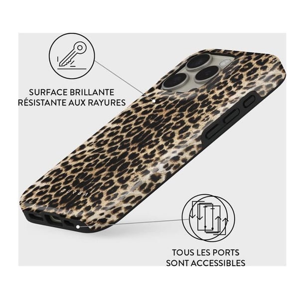 Coque - BURGA - Spiller - iPhone 16 Pro Max - Stødabsorberende - Leopard - Kompatibel med MagSafe
