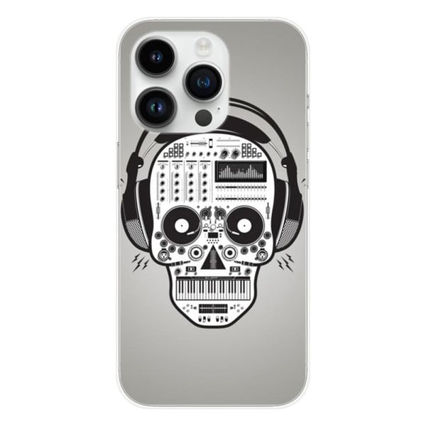 Tryckt silikonfodral som är kompatibelt med Apple iPhone 15 Pro Skull Music
