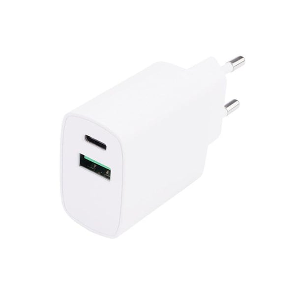 Dubbel USB Väggladdare - GRAB 'N GO - Modell Grab 'N Go - 20W USB-C - 15W USB-A - Kompakt Vit