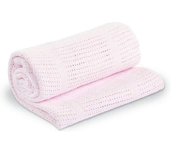 Rosa stickad filt