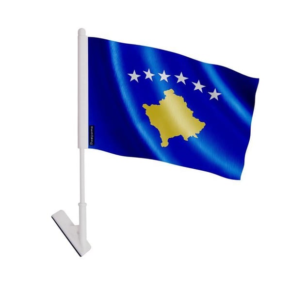 Kosovo självhäftande flagga – 14 x 21 cm – Mjuk polyester – Lätt att klistra – 5 stycken – Pixelforma