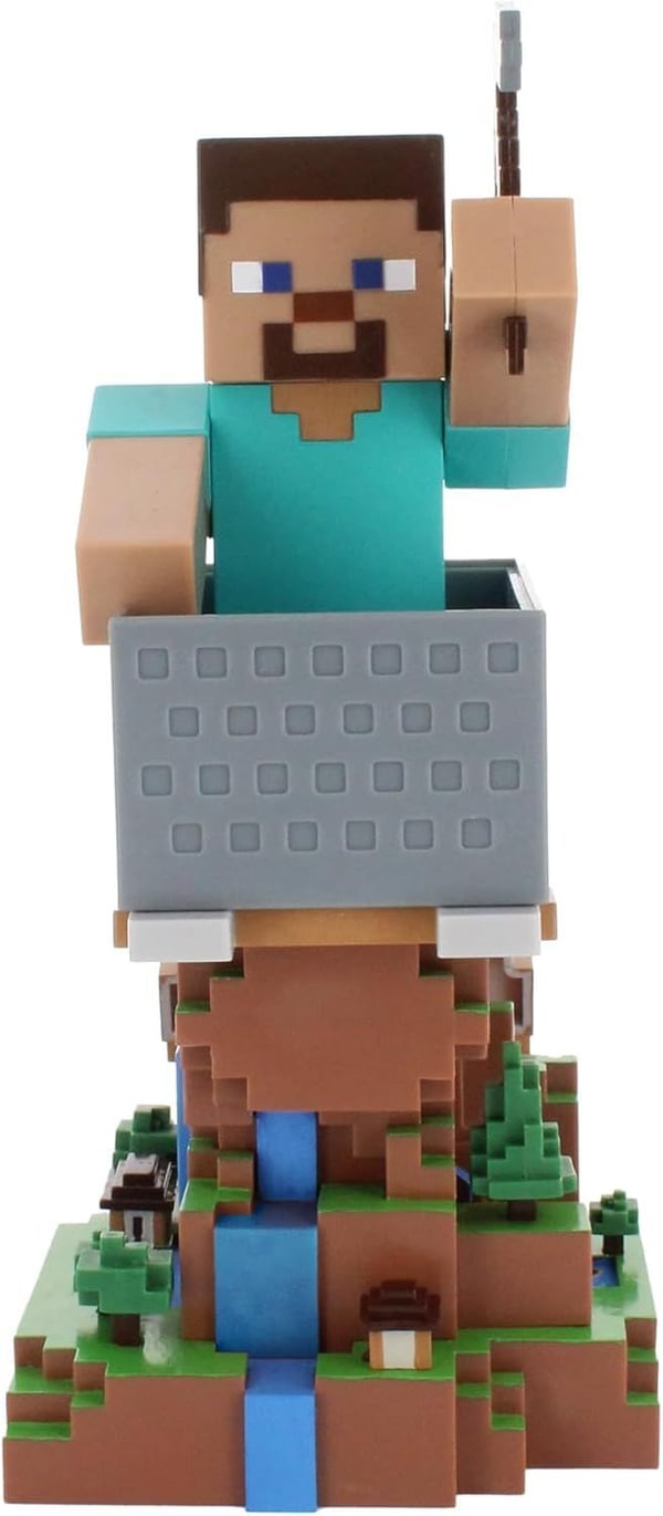 Figurine Minecraft Steve - EXQUISITE GAMING - Cable Guys - Stöd för hörlurar, smartphone eller liten tillbehör - 20 cm