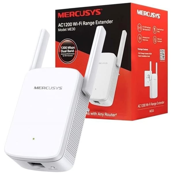 Kraftfull AC1200 Mbps WiFi Repeater - Mercusys ME30 - 1 Ethernet-port - Kompatibel med alla boxar