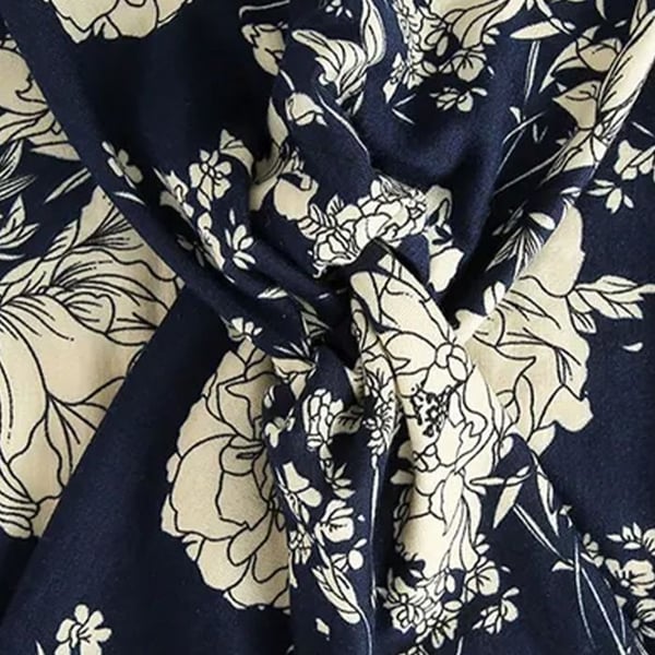 Korsade Bandeau - AVIZAR - Blommig Mörkblå - Mjuk Bomull -Elegant - Bekväm