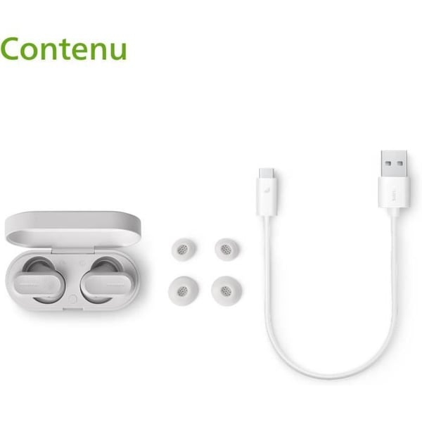 In-ear hörlurar - Philips - TAT3509WT - Trådlös - Brusreducering - Laddningsfodral för ficka