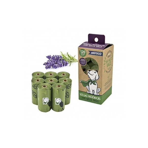 Paket med 8 rullar hygienpåsar Lavendel Nayeco.