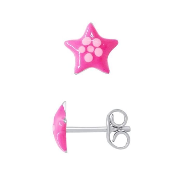 Barnörhängen - LÉA & ARTHUR - ROSA SJÖSTJÄRNA - Silver 925 - ROSA Emalj - Spiksystem