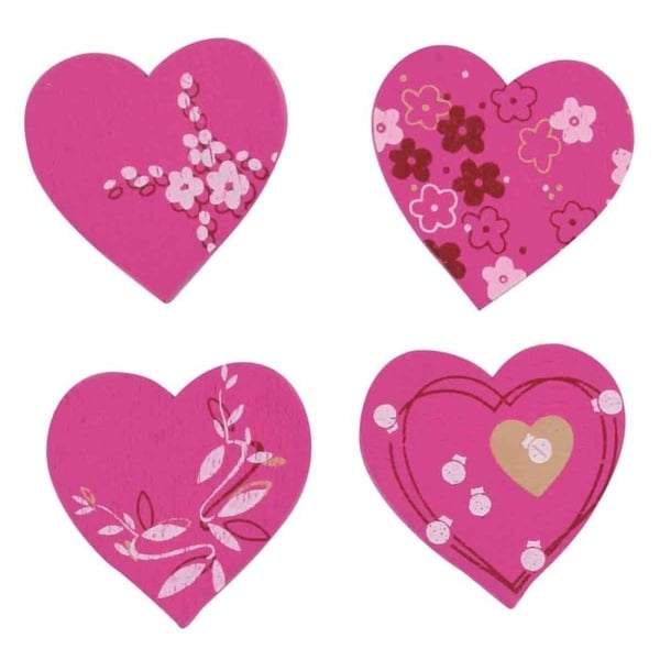 Trädekorationer - Hjärtor assorterade 2 - Paket med 8 - Scrapbooking dekoration - Mixad