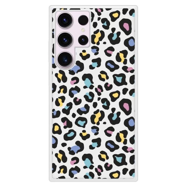 Förstärkt silikonhölje med tryck kompatibelt med Samsung Galaxy S23 Ultra Färgglad leopard