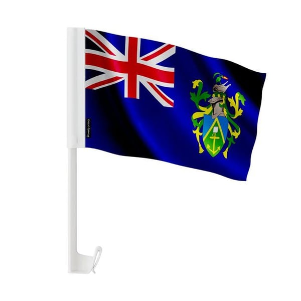 Flagga Bil Pitcairnöarna – 14 x 21 cm – Polyester Tyg – Fäste på Fönster – 20 stycken – Pixelforma