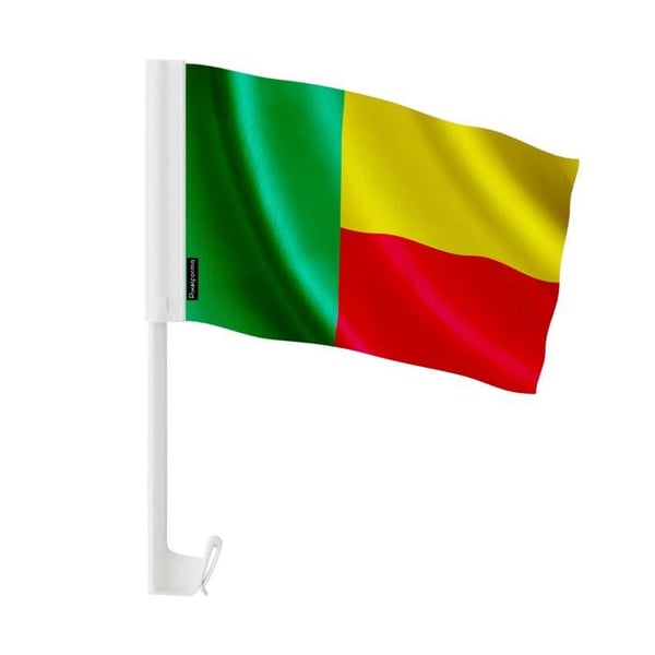 Flagga Bil Bénin – 14 x 21 cm – Polyester Tyg – Fäste på Fönster – 20 stycken – Pixelforma
