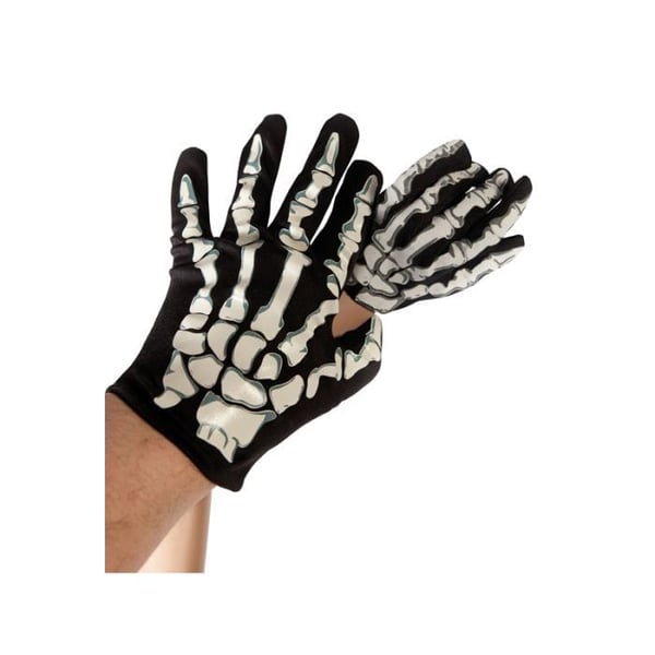 Barnhandskar - SKELETT - Fosforescerande - Svart - 100% Polyester