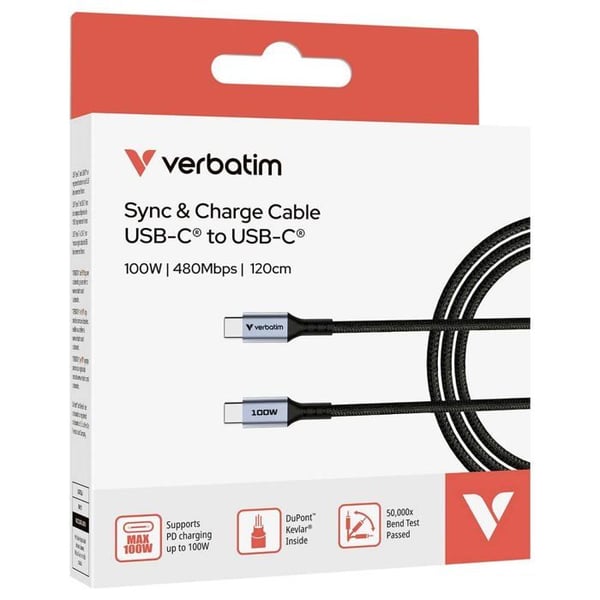 Verbatim mobilkablar Cordon [1x USB-C® hane - 1x USB-C® hane] 1,2 m USB-C®