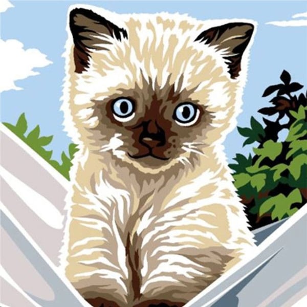 Komplett Canvas Kit The Little Siamese Cat 14 x 18 cm