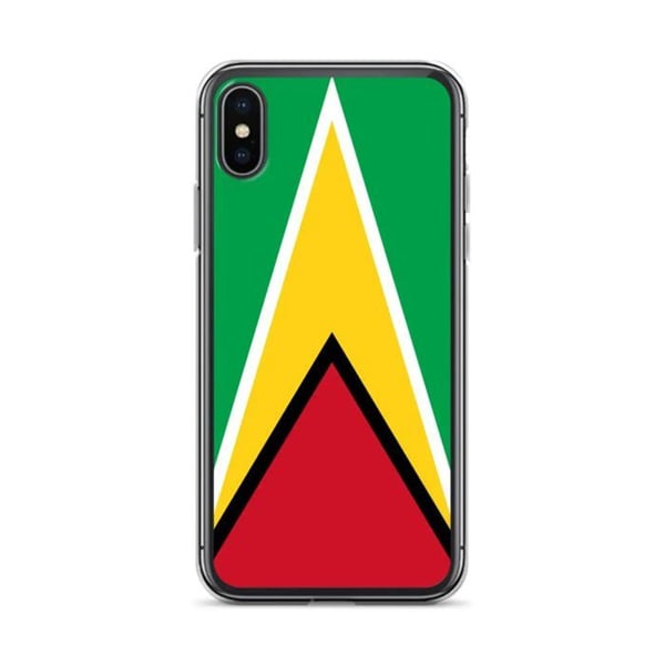 Telefonfodral – Guyanas flagga – Kompatibel med iPhone X – Mjuk fodral – Stöttålig och chockresistent – Silikon – Pixelforma