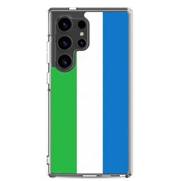 Mobilskal – Sierra Leones flagga – Kompatibel med Samsung Galaxy S24 Ultra – Mjuk fodral – Slitstark och stöttålig – Pixelforma