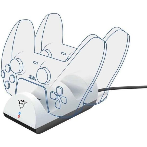 Laddstation för kontroller - Trust - GXT 254 Duo - Dock PS5 - Dubbel laddning - USB-C - LED-indikator - Svart
