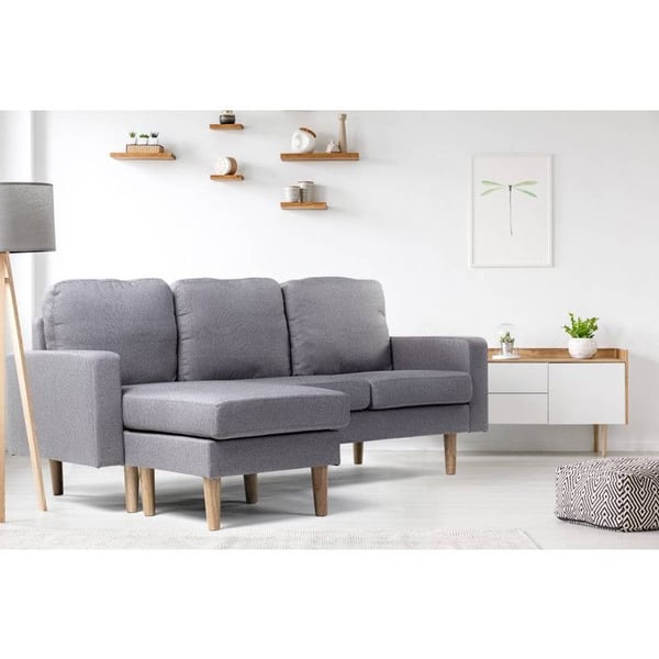 Reversibel hjørnesofa i stof "Gabby" - 3 pladser - Lys Grå