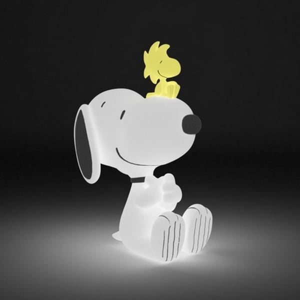 Dekorativ lampa - Erik - Peanuts - Snoopy och Woodstock - Varm belysning - 26,7 cm