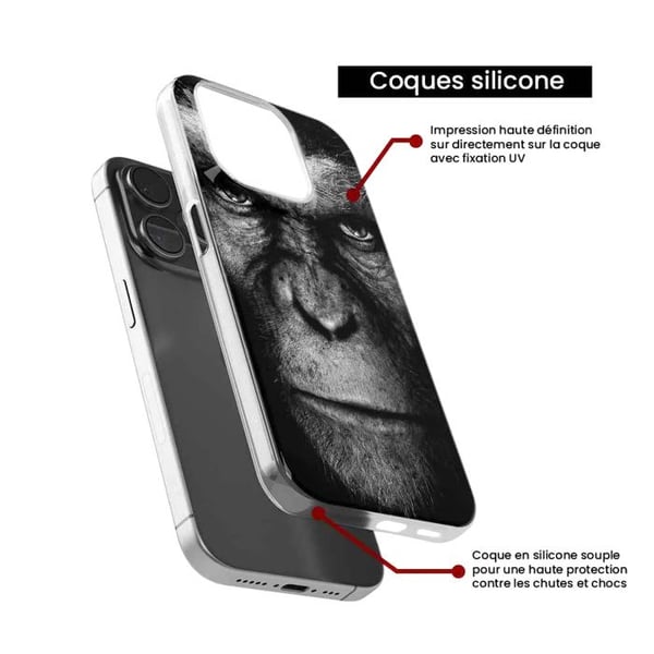 Tryckt silikonfodral som är kompatibelt med Apple iPhone 15 Monkey
