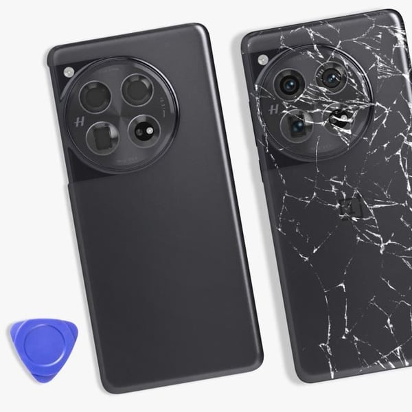 Baksida - OnePlus 12 - Svart - Enkel ersättning - Inbyggt lim