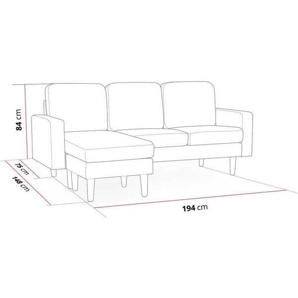 Reversibel hjørnesofa i stof "Gabby" - 3 pladser - Lys Grå