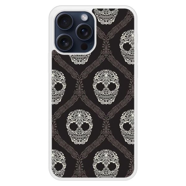 Siliconefodral med förstärkt tryck kompatibel med Apple iPhone 15 Pro Max Floral skull