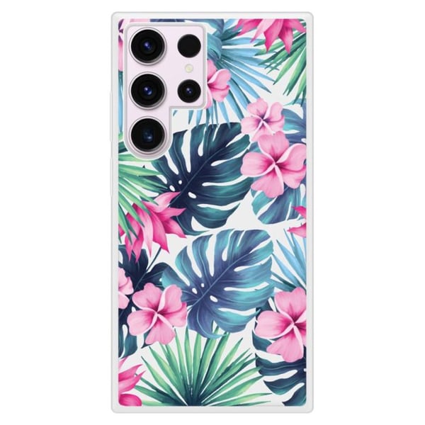 Coque i förstärkt silikon med tryck, kompatibel med Samsung Galaxy S23 Ultra, tropisk akvarell