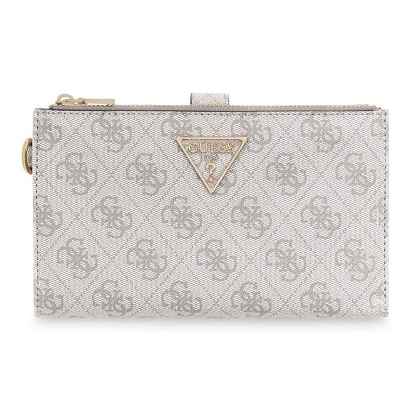 GUESS Plånbok taupe vit för kvinnor - Laurel II SLG Dubbel Dragkedjeorganisatör Mörk Taupe Logotyp 324445