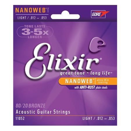 Akustiska strängar ELIXIR 11052 Nanoweb light för akustisk gitarr