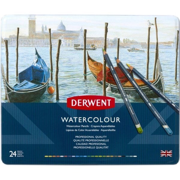 Akvarellkritor - Derwent - Metallask 24 Kritor - Stift 3,4 mm - Blandad - Från 10 år