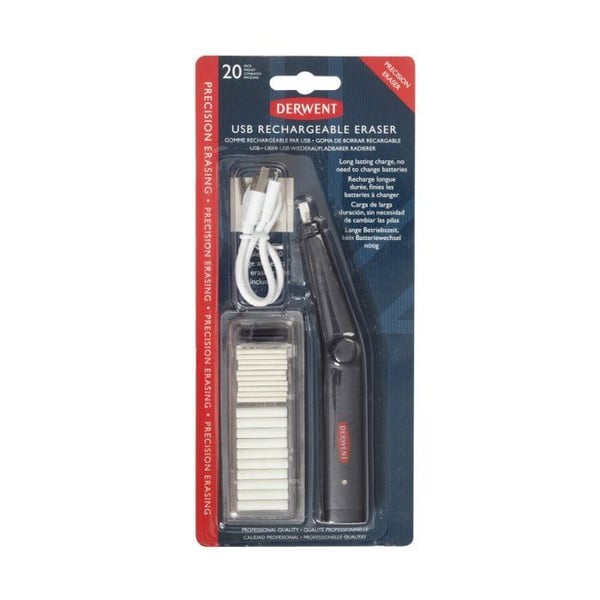 Elektrisk suddgummi - DERWENT - Uppladdningsbar USB - Vit färg - 500 mAh - Blandad