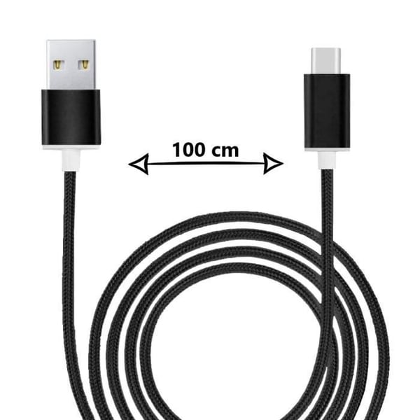 Typ C-kabel - Oukitel - WP26 - Flätad nylon - Snabbsynk - Svart