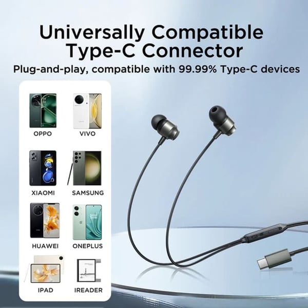 Trådbundna hörlurar - JoyRoom - JR-EC06 - Typ-C - In-ear - Silver