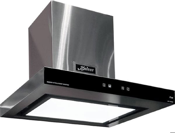 Kaiser Vägghängd fläkt 60 cm svart glas • Fläkt AT 6433 Eco • Utsugning & återvinning • FullTouch • LED • Rostfritt stål Anti Touch