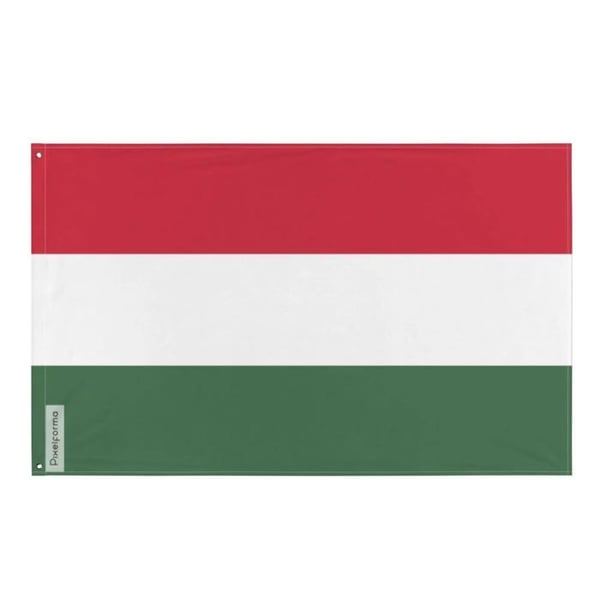 Ungerskt flagga – 90 x 150 cm – Hållbar polyester – 2 metallöglor – Inomhus / Utomhus – Pixelforma