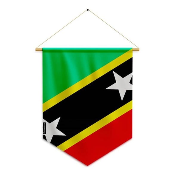 Fanion – Flagga för Saint-Kitts och Nevis – 30 x 45 cm – Polyester – Att hänga – Pixelforma