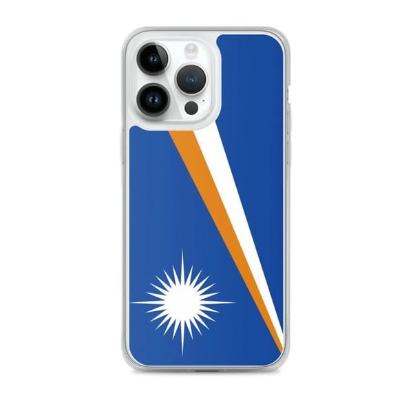 Mobilskal – Marshallöarnas flagga – Kompatibel med iPhone 14 Pro Max – Mjuk fodral – Slitstark och stötsäker - Silikon - Pixelforma