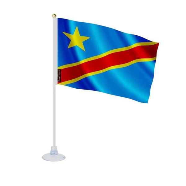 Mini flagga för Demokratiska republiken Kongo – Sugpropp – 14 x 21 cm – För slät yta – Polyester – 1 styck – Pixelforma